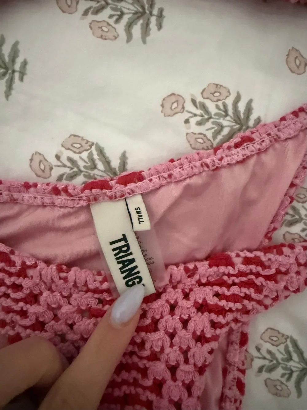 triangl swimwear Pink Crochet Tie-Side Bikini Set